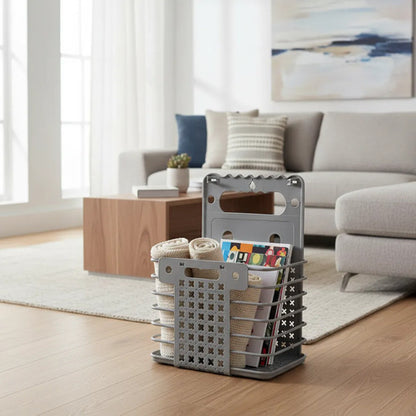 Canasto Plegable Organizador Colgante Multiuso 50cm Plastico Gris