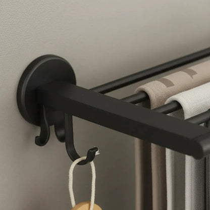 Organizador Toallero Estante Baño Cocina Pared Metalico 49cm Negro
