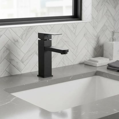 Canilla Griferia Monocomando Lavatorio Acero Baño Set Negro Mate