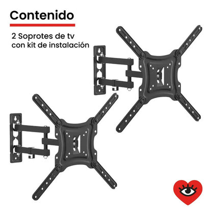 Set X2 Soporte Tv 14 26 32 40 42 43 49 50 55 Brazo Movil Negro X2