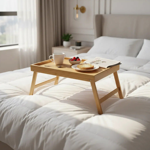 Mesa Bandeja Desayunadora Plegable Bambú 40x30cm Madera Madera Natural