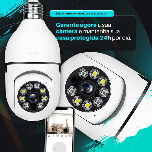 Camara Vigilancia Foco Inalambrica Wifi 1080p Android Ios Hd Blanco