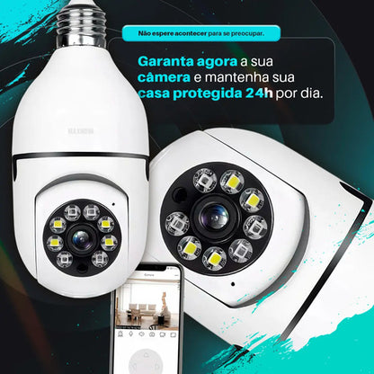 Cámara De Vigilancia Wi-fi Lámpara De Techo Visión Nocturna Full Hd 360° Blanco