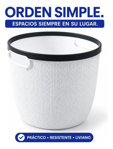 Canasto Cesto Plástico Labrado Multiuso Organizador 19x16cm Blanco