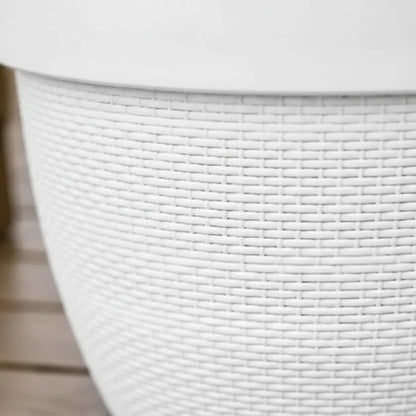 Maceta Plástica Decorativa Texturizada Redonda 25cm Ladrillo Blanco