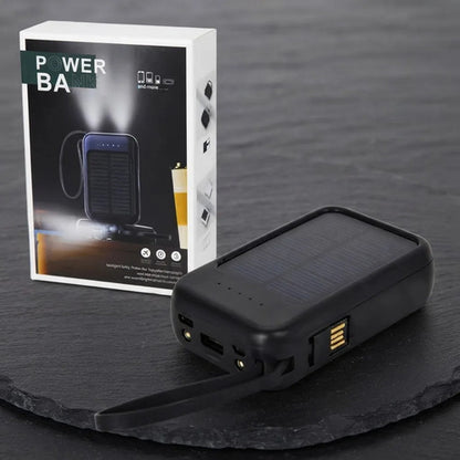 Batería Externa 4000mah Cables Integrados Solar Power Bank Negro