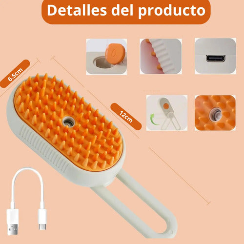 Peine Cepillo Vapor Mascotas Perro Gato Usb + 3 Bolsitas