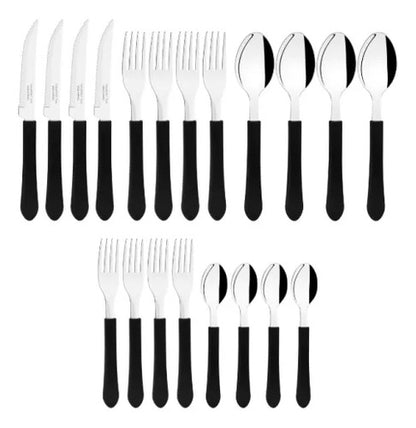 Set Juego De Cubiertos Mesa Pack X20 Piezas Acero Inoxidable Negro