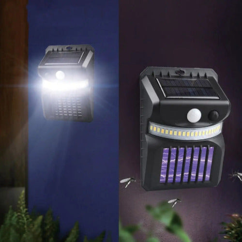 Lampara Solar Pared Led Mata Mosquitos Repelente De Insectos Negro