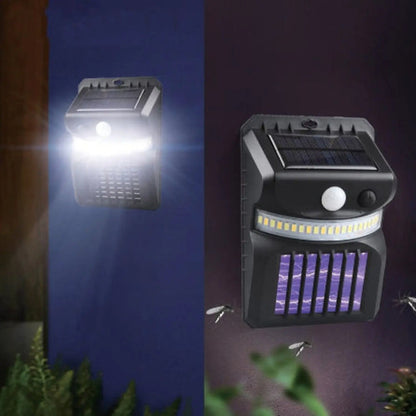 Set X2 Lampara Solar Pared Mata Mosquitos Repelente Insectos Negro