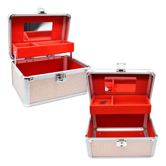 Maletin Organizador Porta Cosmeticos Con Espejo 19.5x14x12cm