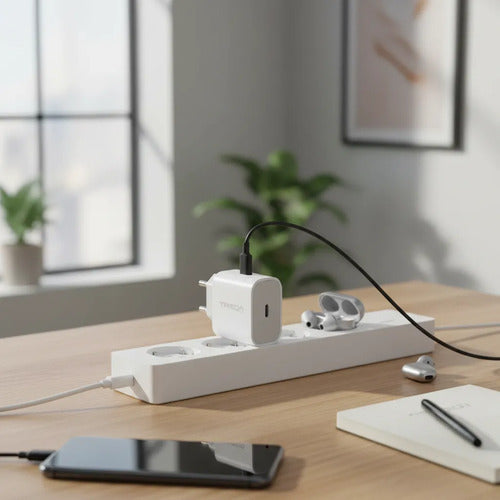 Cargador Rapido Usb C Celular Tablet Carga Rapida Pared Blanco