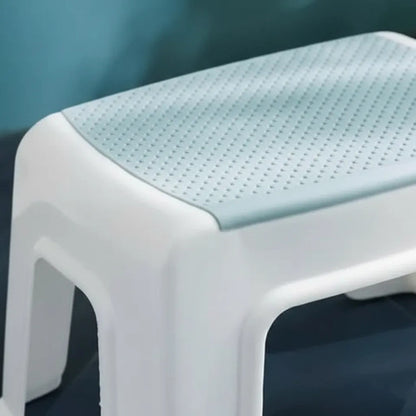 Banco Taburete Plástico Antideslizante Apilable Compacto Blanco Celeste