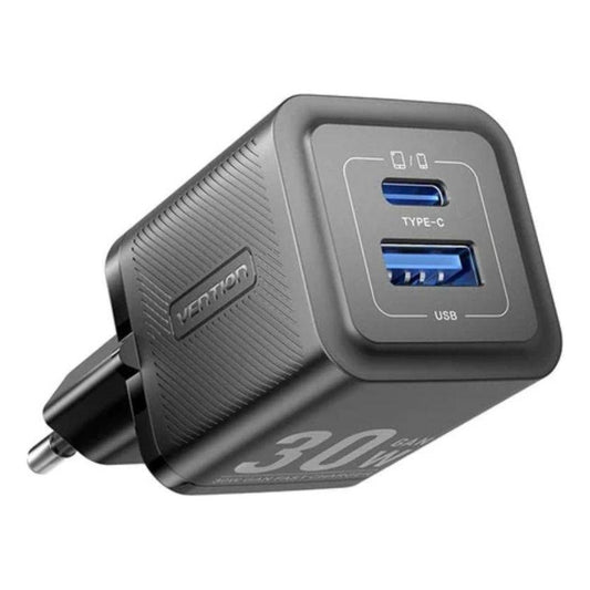 Cargador Pared 30w Usb + Tipo C Usb C Carga Rapida Negro