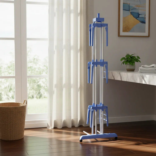Tender Plegable 3 Niveles Brazos Extensibles Ruedas Piso Azul