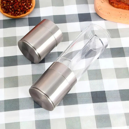 Molinillo Pimentero Sal Doble Acero Inoxidable Ajustable Plateado