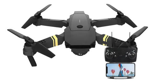 Dron Plegable Cámara Control Remoto Led Giro 360 Recargable Negro