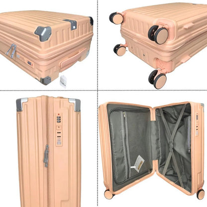 Valija Viaje Rigida 4 Ruedas Colores Puerto Usb 24 Pulgadas Rosa Rayas
