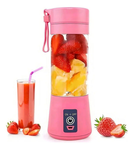 Licuadora Portátil Genérica Liquidificador Portatil 300 Ml Rosa Con Jarra De Vidrio - Incluye 6 Accesorios