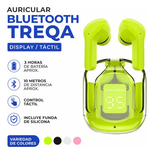 Auricular Bluetooth Táctil Display Colores Funda Silicona Negro