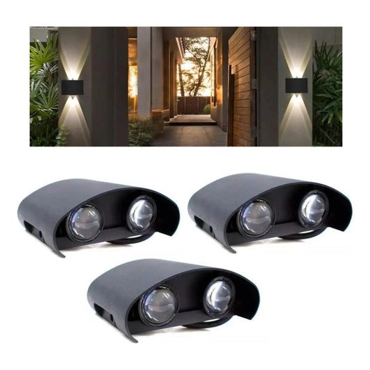 Set X3 Foco Pared Aplique Exterior Luminaria Bidireccional