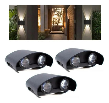 Set X3 Foco Pared Aplique Exterior Luminaria Bidireccional