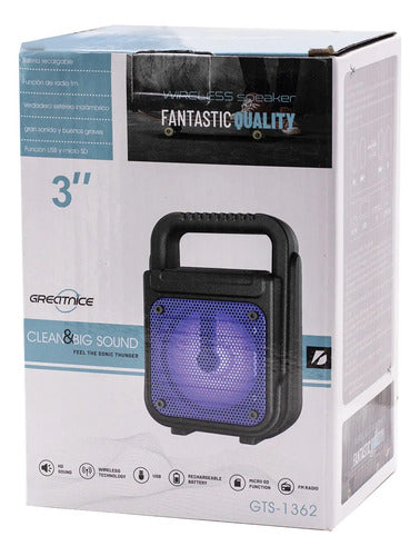 Parlante Inalambrico Bluetooth Ios Android Luces 3 Pulgadas Negro / Rojo Según Disponibilidad