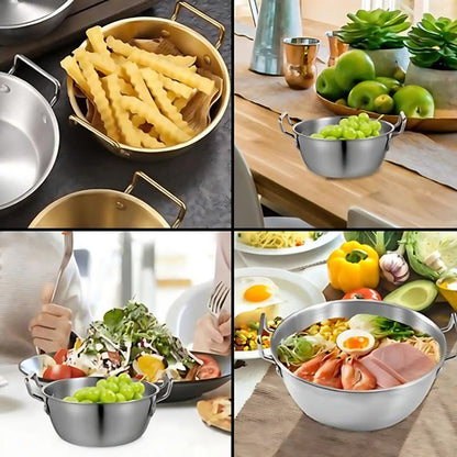 Bowl Redondo Con Asas 12x4cm Acero Inoxidable Plateado