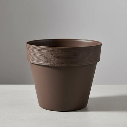 Maceta Jardín Plástica Redonda Liviana 30x26cm Planta Flores Marrón