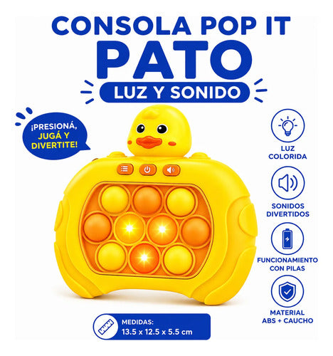 Juego Consola Pop It Pato Electrónica Luz Sonido Infantil Amarillo
