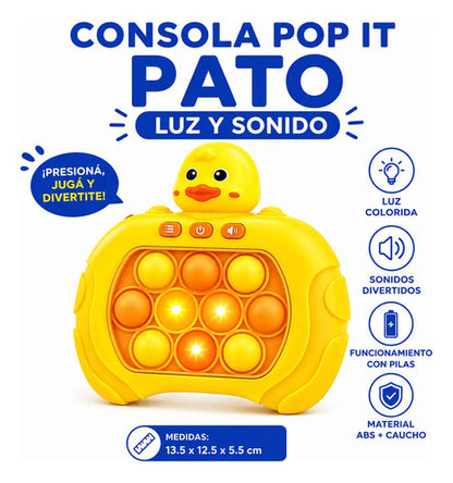 Juego Consola Pop It Pato Electrónica Luz Sonido Infantil Amarillo