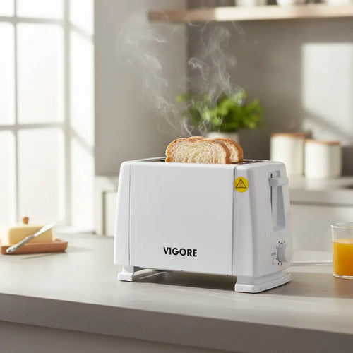 Tostadora Electrica 2 Rebanadas 700w Pan 6 Niveles Acero Blanco