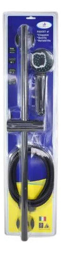 Set Ducha Manguera Soporte Barra Ajustable Manual Barra 140c Negro Mate