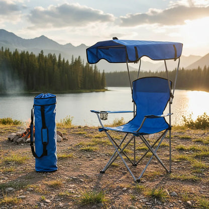 Silla Plegable Con Techo Portátil Para Camping Playa Lona Aleatorio - 2 Colores