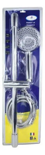Duchero Manual Baño Barra Soporte Manguera Ajustable Lluvero Plateado Cromado