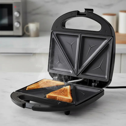 Sandwichera Electrica 750w Antiadherente Acero Inoxidable Eq Negro