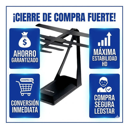 Antenas Interior Tv Digitales Señal Abierta Hdtv Canal 10 Db Negro