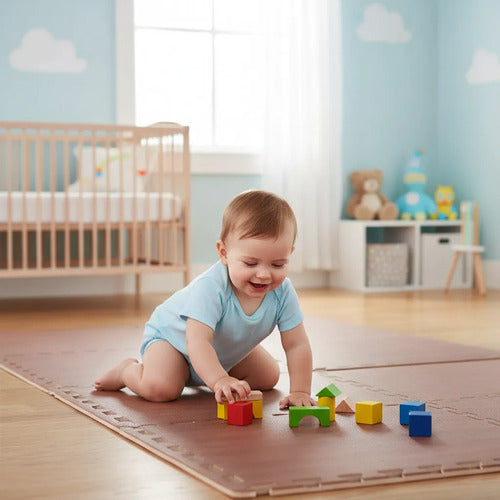 Alfombra Goma Eva Encastrable Simil Madera 4 Unidades 60x60
