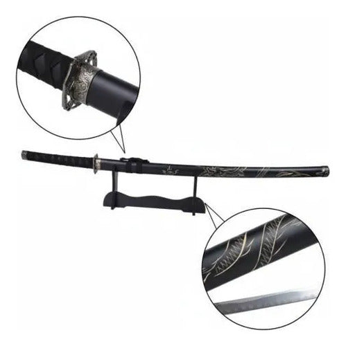 Katana Decorativa Japonesa Soporte Base Samurai Espada 100cm Negro