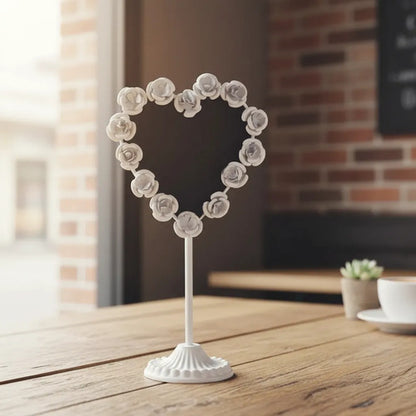Adorno Pizarra Corazón Metal Decorativo 30cm Sobremesa Blanco