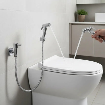 Ducha Higienica Bano Kit Llave Paso Soporte Manguera Lh-3010