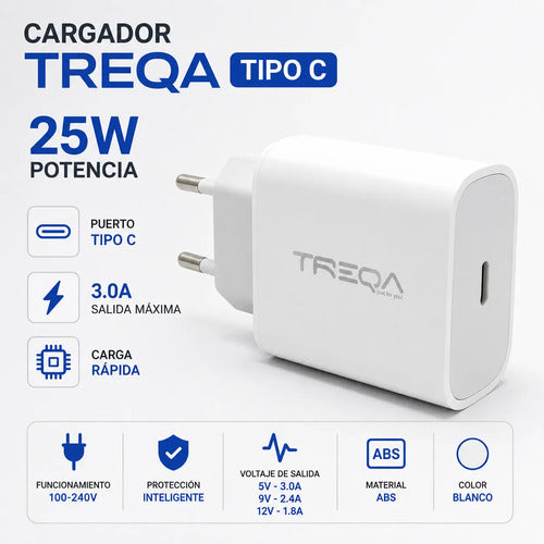 Cargador Rapido Usb C Celular Tablet Carga Rapida Pared Blanco