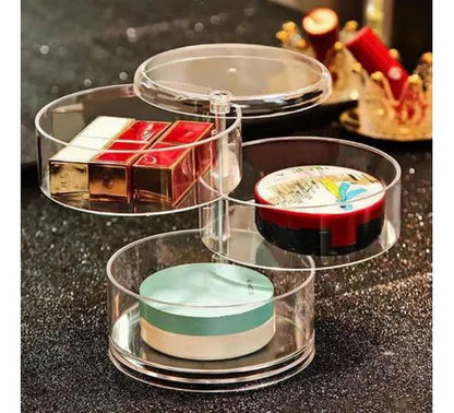 Organizador Joyas Acrílico Rotativo 3 Niveles 360° 14x11cm Transparente