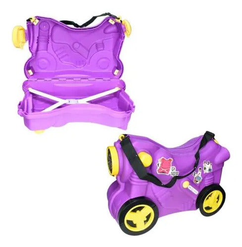 Andador Valija Infantil Moto Ruedas Correa Ajustable Viaje Violeta