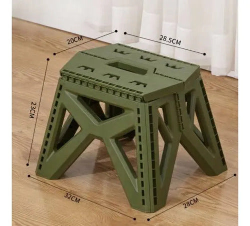 Banco Taburete Plegable Portátil Plástico Reforzado 23cm Mate Verde