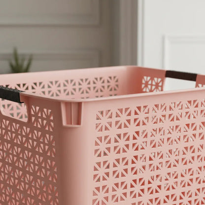 Canasto Plástico Multiuso Organizador Con Asas 35x27x21cm Rosa