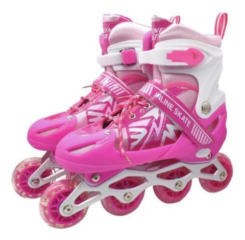 Patines Roller Ajustables 4 Ruedas Luz 34-38 39-43 En Línea 34-38 Rosa