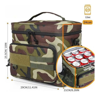 Bolso Conservadora Termico Impermeable Tactico Oxford 15.5l Verde Militar / Camuflado Camo