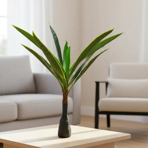 Planta Artificial Decorativa Interior Hojas Base Plastica Verde Claro 100cm
