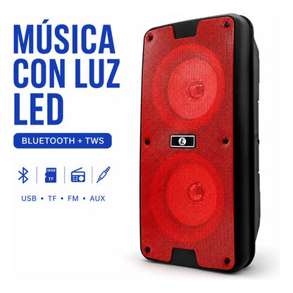 Parlante Bluetooth Inalambrico Tws 2x4 Usb Tf Fm Aux Led Azul